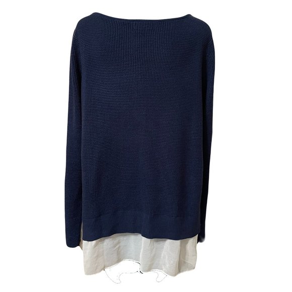 a.n.a. Sweater Blouse Womens XL Navy Blue Long Sleeve Scoop Neck Lightweight - Picture 3 of 8